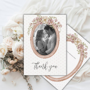 Tarjeta De Agradecimiento Marco de foto vintage floral rosa