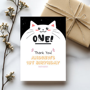 Tarjeta De Agradecimiento Marco de gato lindo con estrellas brillantes para 