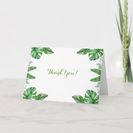 Tarjeta De Agradecimiento Marco de Hojas de Monstera Verde Acuarela Tropical
