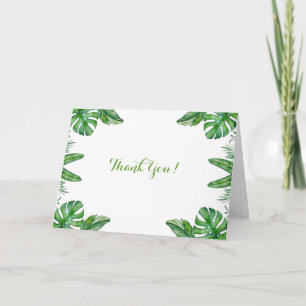 Tarjeta De Agradecimiento Marco de Hojas de Monstera Verde Acuarela Tropical