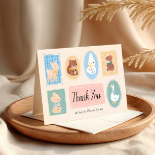 Tarjeta De Agradecimiento Marco de imagen Pastel Woodland Baby Shower
