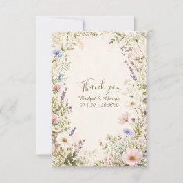 Tarjeta De Agradecimiento Marco de jardín de boda de flores silvestres román