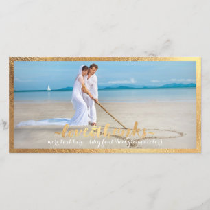 Tarjeta De Agradecimiento Marco de oro falso PixDezines / foto de boda de ag