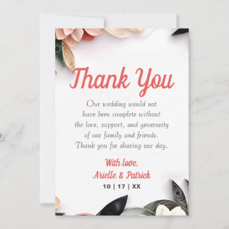 Tarjeta De Agradecimiento Marco de relleno de papel de Boda de verde minimal