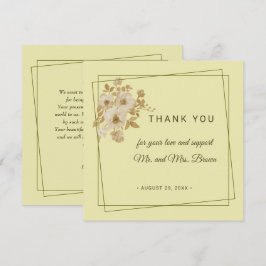 Tarjeta De Agradecimiento Marco de Rosa – Boda Amarillo Celeste