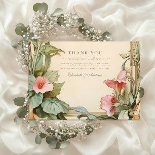 Tarjeta De Agradecimiento Marco de viña de rubor boda