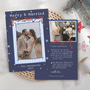 Tarjeta De Agradecimiento Marco Dibujado a Mano con Lazos Rojos Feliz Casado