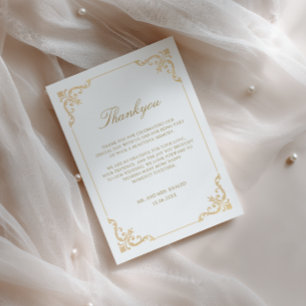 Tarjeta De Agradecimiento Marco dorado barroco rococó elegante boda letra sc