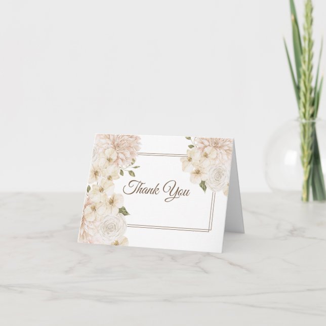 Tarjeta De Agradecimiento Marco floral blanco rosado Partido de la boda mode (Anverso)