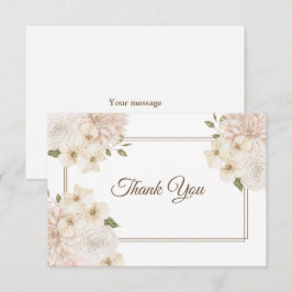 Tarjeta De Agradecimiento Marco floral blanco y rosa para boda moderna