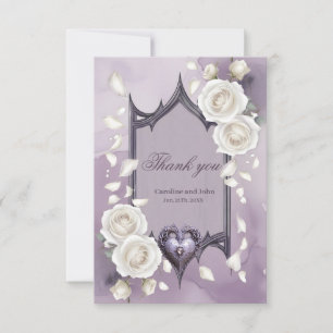Tarjeta De Agradecimiento Marco floral con corazón y rosas blancas