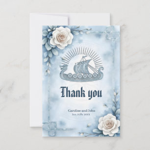 Tarjeta De Agradecimiento Marco floral con Rosas y diseño celta.