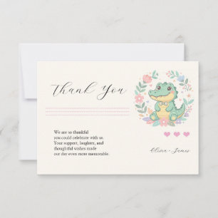 Tarjeta De Agradecimiento Marco Floral de Caimán Bebé Adorable