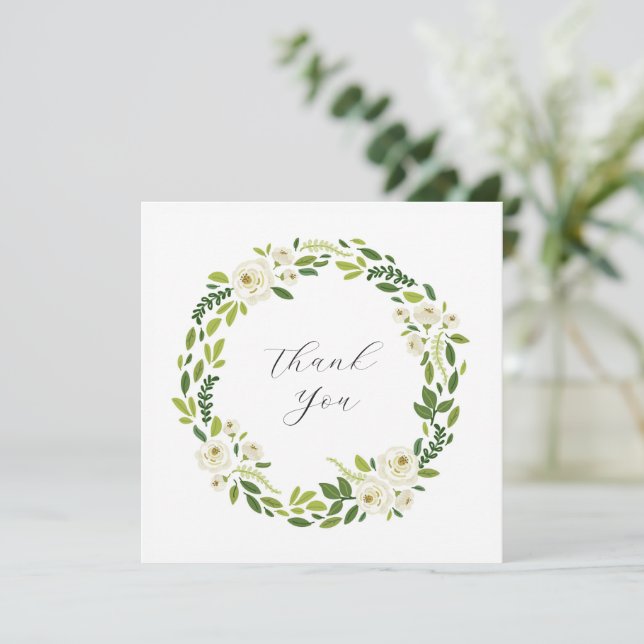Tarjeta De Agradecimiento Marco Floral de Rosa Blanca de Lujo (Anverso de pie)