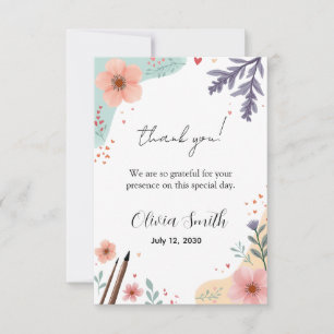 Tarjeta De Agradecimiento Marco floral elegante con acentos pastel suaves