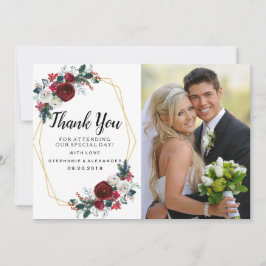 Tarjeta De Agradecimiento Marco geométrico de oro Flores de invierno de Borg