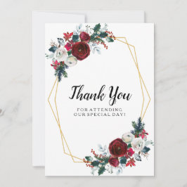 Tarjeta De Agradecimiento Marco geométrico de oro Flores de invierno de Borg