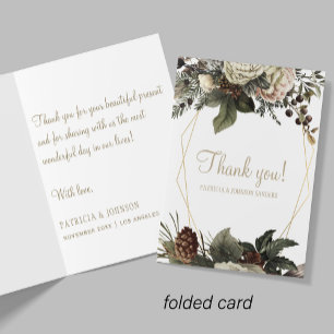 Tarjeta De Agradecimiento Marco geométrico floral boda de invierno gracias