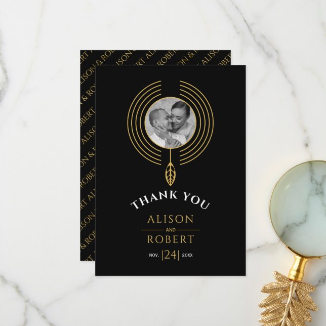 Tarjeta De Agradecimiento Marco inspirado en joyas con foto (Anverso/Reverso In Situ)