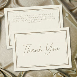 Tarjeta De Agradecimiento Marco minimalista de crema de marfil Boda
