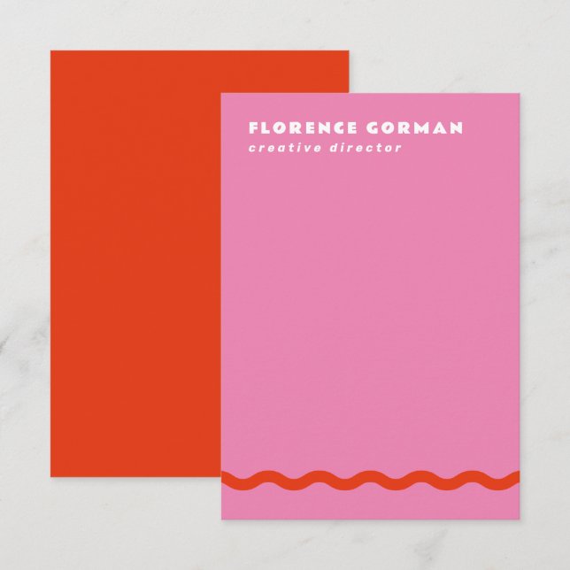 Tarjeta De Agradecimiento Marco ondulado rojo y rosado oscuro Personal (Anverso / Reverso)