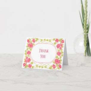 Tarjeta De Agradecimiento Marco oval floral romántico vintage rosa