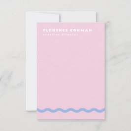 Tarjeta De Agradecimiento Marco Personal Ondulado de Rosa Pálido y Azul Fran
