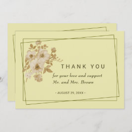 Tarjeta De Agradecimiento Marco Rosa - Boda amarillo celestial