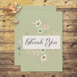 Tarjeta De Agradecimiento Marco rústico de flor silvestre Boda verde sabio