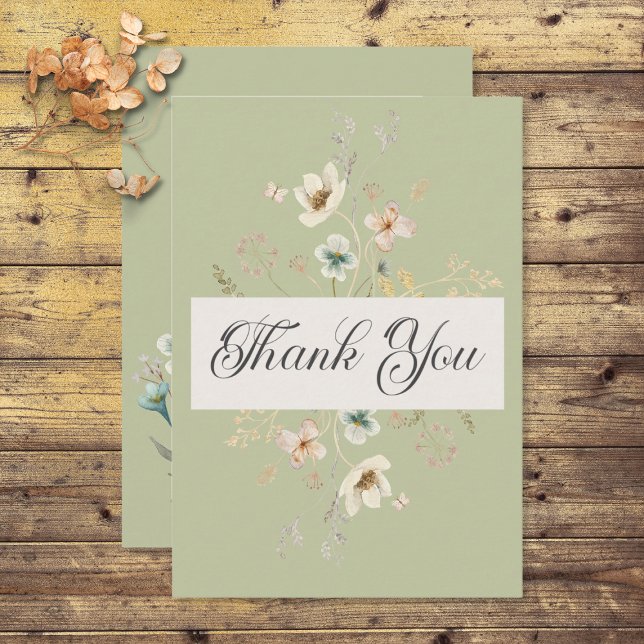 Tarjeta De Agradecimiento Marco rústico de flor silvestre Boda verde sabio (Subido por el creador)
