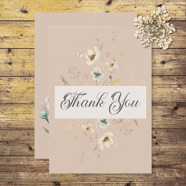 Tarjeta De Agradecimiento Marco rústico de flores silvestres Rubor Boda rosa