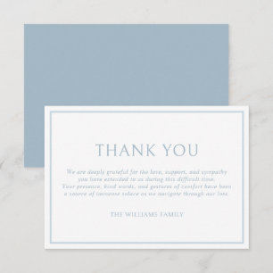 Tarjeta De Agradecimiento Marco Simple Clásico de Azul Polvoriento Funeral S