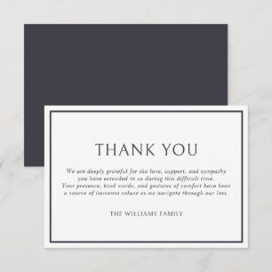 Tarjeta De Agradecimiento Marco Simple Clásico Gris Oscuro Funeral Simpatía