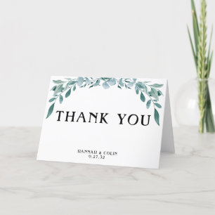 Tarjeta De Agradecimiento Marco verde Eucalipto Blanco azul verde negro