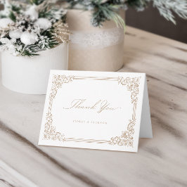 Tarjeta De Agradecimiento Marco Vintage Neutral Elegante Escritura