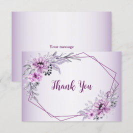 Tarjeta De Agradecimiento Marco violeta rosado violeta floral marrón del par