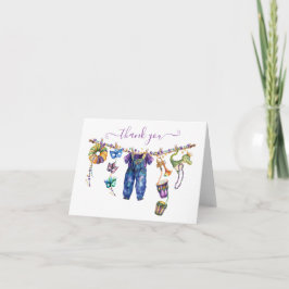 Tarjeta De Agradecimiento Mardi Gras Clothesline boy Baby Shower