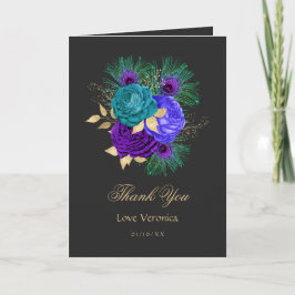 Tarjeta De Agradecimiento Mardi Gras Español Acuarela Floral Quinceañera