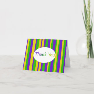 Tarjeta De Agradecimiento Mardi Gras Stripes Thank You Card