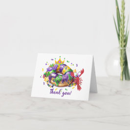 Tarjeta De Agradecimiento Mardi Grass Queen Girl Folded Thank You Card