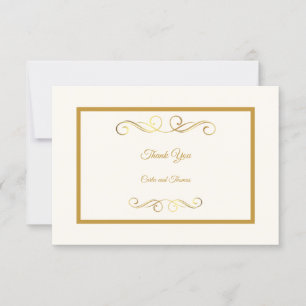 Tarjeta De Agradecimiento Marfil elegante y oro