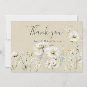 Tarjeta De Agradecimiento Margarita de Pradera Salvaje Kraft Floral Boda Agr