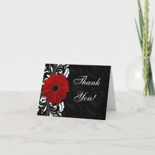Tarjeta De Agradecimiento Margarita Gerbera de Pergamino Roja, Negra y Blanc