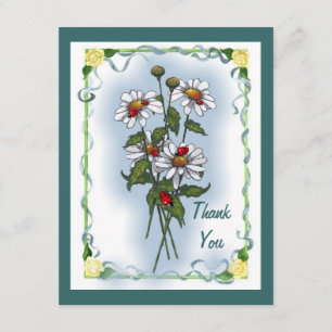 Tarjeta De Agradecimiento Margaritas, Mariquitas: Gracias: Arte de la Natura