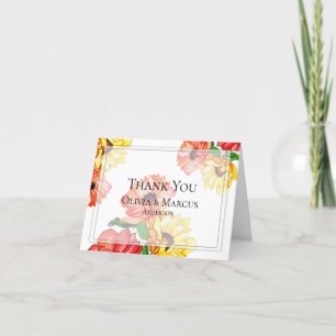 Tarjeta De Agradecimiento Margaritas rojas y amarillas atrevidas