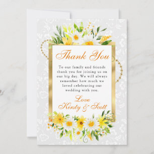 Tarjeta De Agradecimiento Margaritas y flores amarillas de verano Boda de or