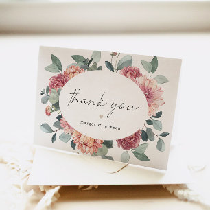Tarjeta De Agradecimiento MARGOT Dusty Rosa Rubor Floral Bohemian Garden Tha