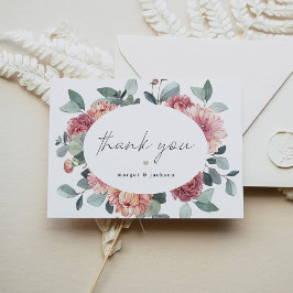 Tarjeta De Agradecimiento MARGOT Rústico Dusty Rosa Rubor Floral Bohemia