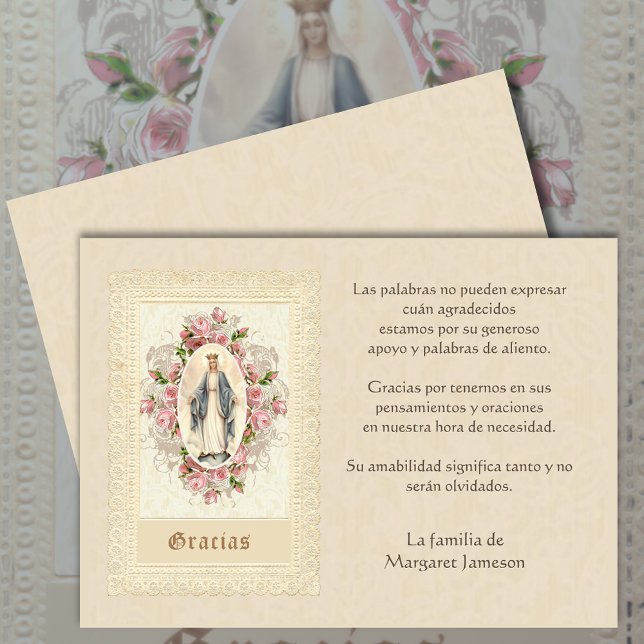 Tarjeta De Agradecimiento María Católica Española Gracias Condolencia (Subido por el creador)