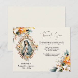 Tarjeta De Agradecimiento María Floral Católica Compasión por la Condolencia